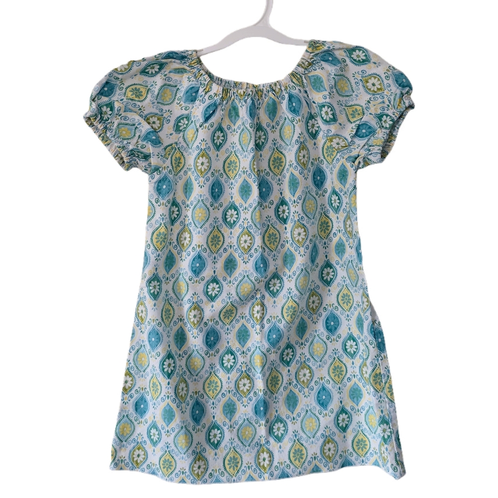 Lolly Wolly Doodle - Blue and Green Toddler Casual Cotton Dress